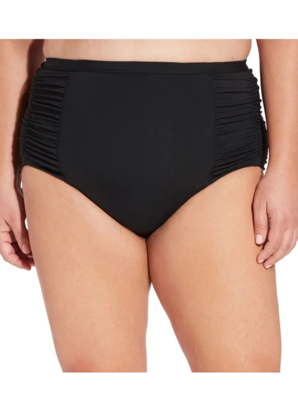 CALIA by Carrie Underwood Black High-Waist Swim Briefs with Side Ruching